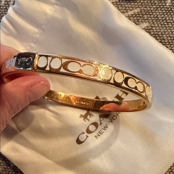 Coach Gold and white logoBangle Bracelet - Picture 4 of 4